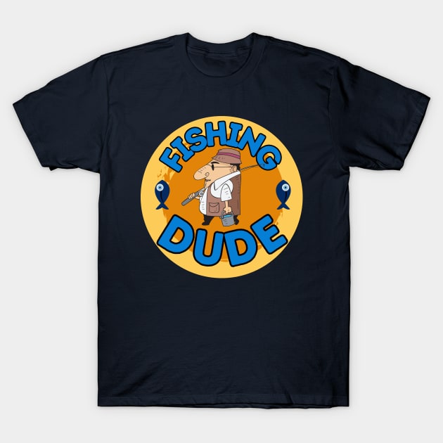 Funny fisherman as a cartoon Fishing Dude T-Shirt by Shean Fritts 